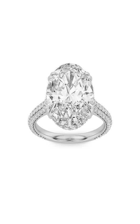 7Cttw Oval Shaped Lab Grown Diamond (F/VS) Bold Statement Accented Ring in 14K Gold