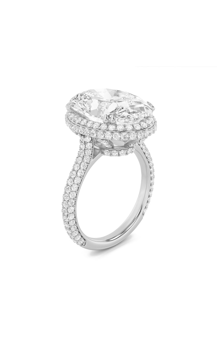 7.5Cttw Oval Shaped Lab Grown Diamond (F/VS) BoldStatement Accented Ring in 14K Gold
