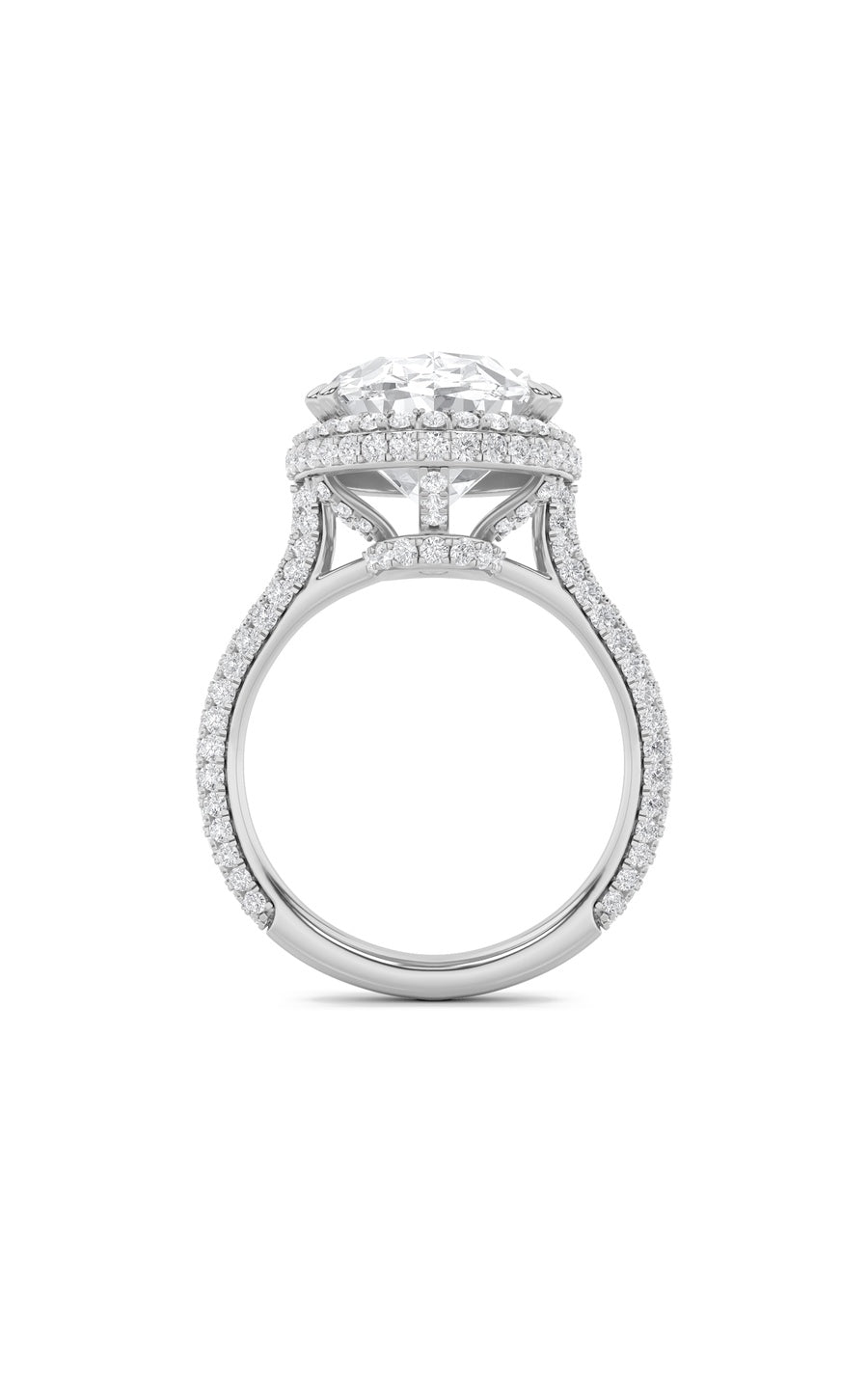 7.5Cttw Oval Shaped Lab Grown Diamond (F/VS) BoldStatement Accented Ring in 14K Gold