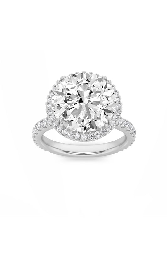 6Cttw Round Shaped Lab Grown Diamond (F/VS) Bold Statement Accented Ring in 14K Gold
