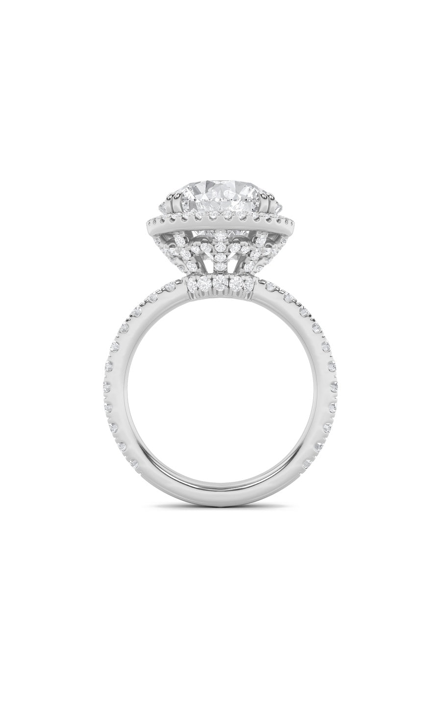 6Cttw Round Shaped Lab Grown Diamond (F/VS) Bold Statement Accented Ring in 14K Gold