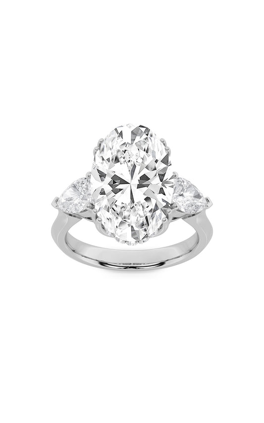 6.5Cttw Oval Shaped Lab Grown Diamond (F/VS) BoldStatement Accented Ring in 14K Gold