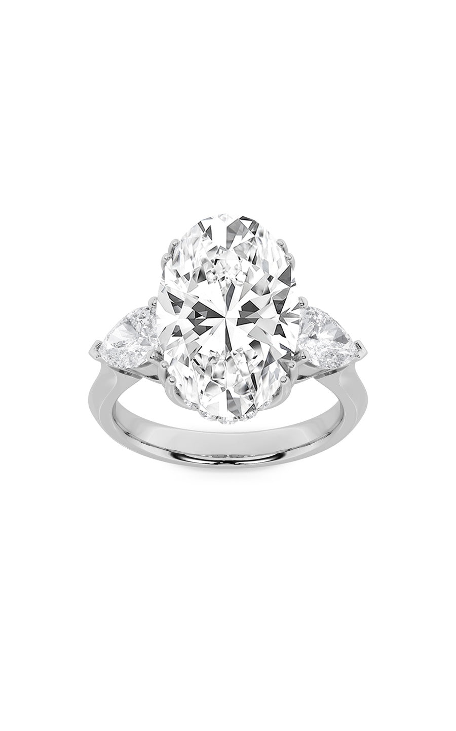 6.5Cttw Oval Shaped Lab Grown Diamond (F/VS) BoldStatement Accented Ring in 14K Gold