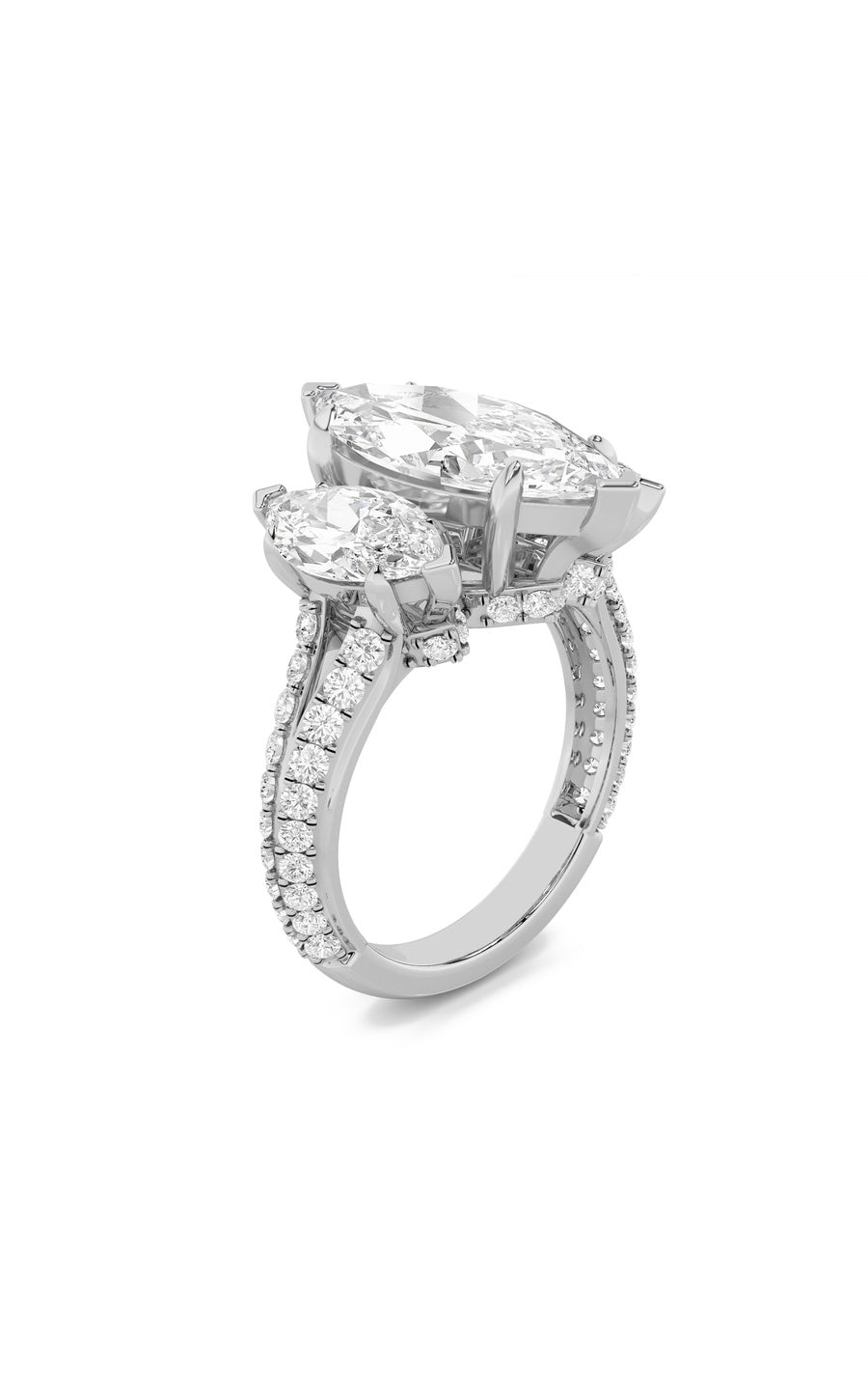 7.75Cttw Marquise Shaped Lab Grown Diamond (F/VS)Bold Statement Accented Ring in 14K Gold
