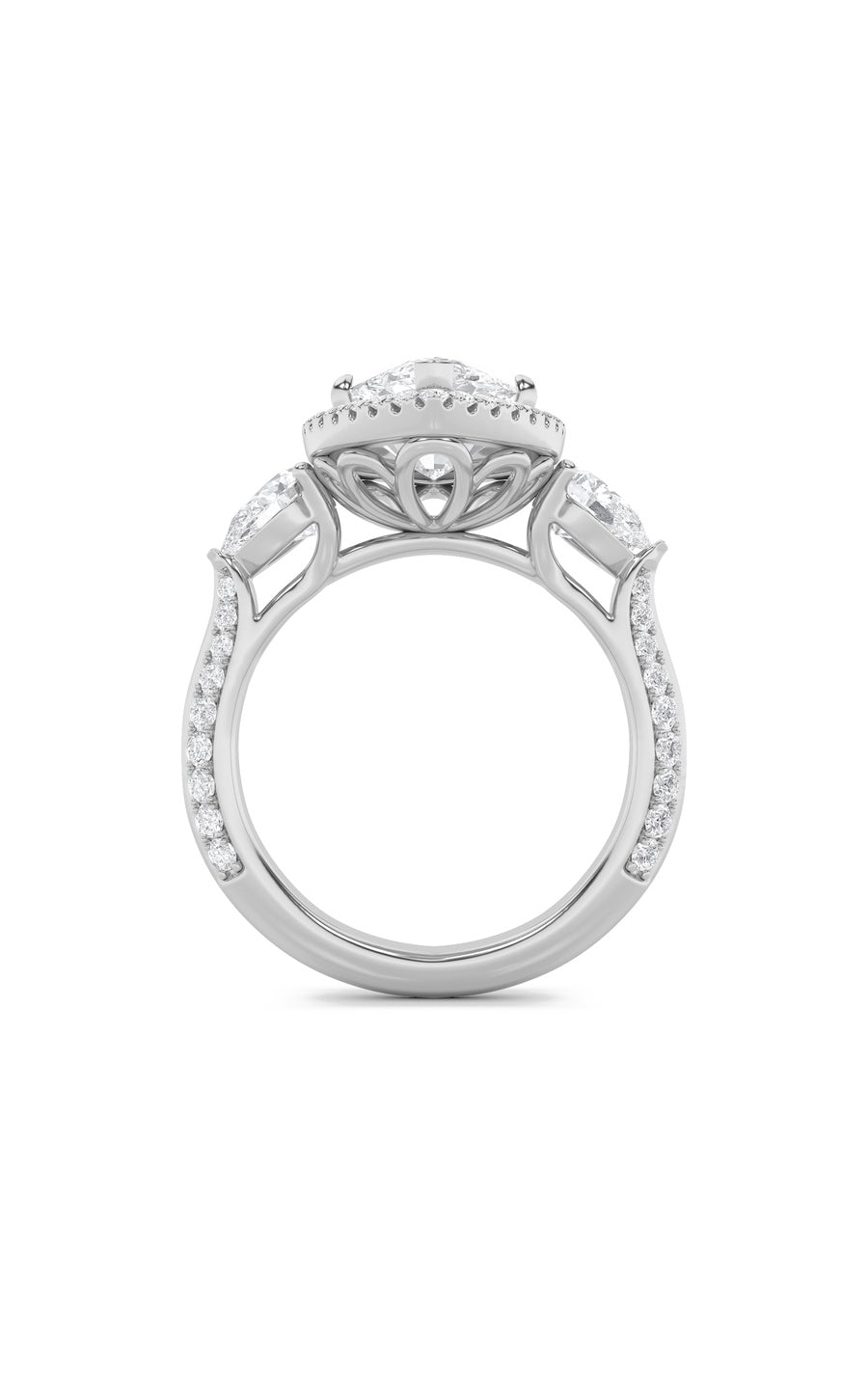 6.5Cttw Marquise Shaped Lab Grown Diamond (G/VS) Bold Statement Accented Ring in 14K Gold