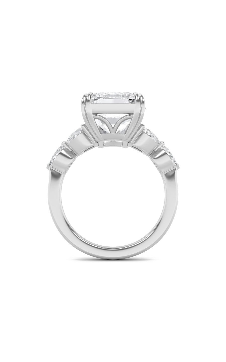 8.5Cttw Emerald Shaped Lab Grown Diamond (F/VS) Bold Statement Accented Ring in 14K Gold