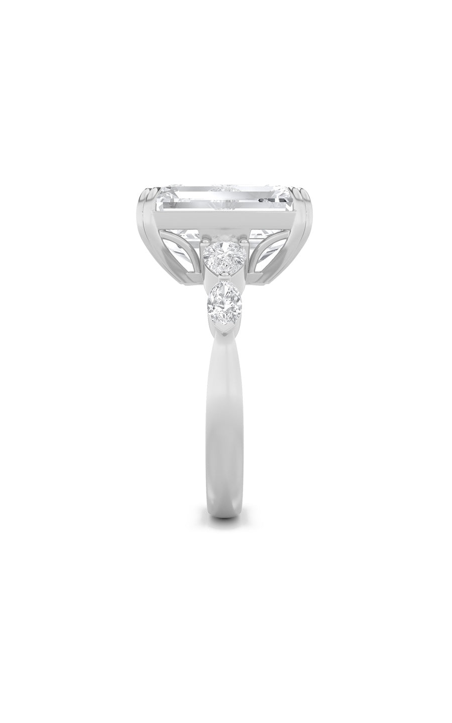 8.5Cttw Emerald Shaped Lab Grown Diamond (F/VS) Bold Statement Accented Ring in 14K Gold