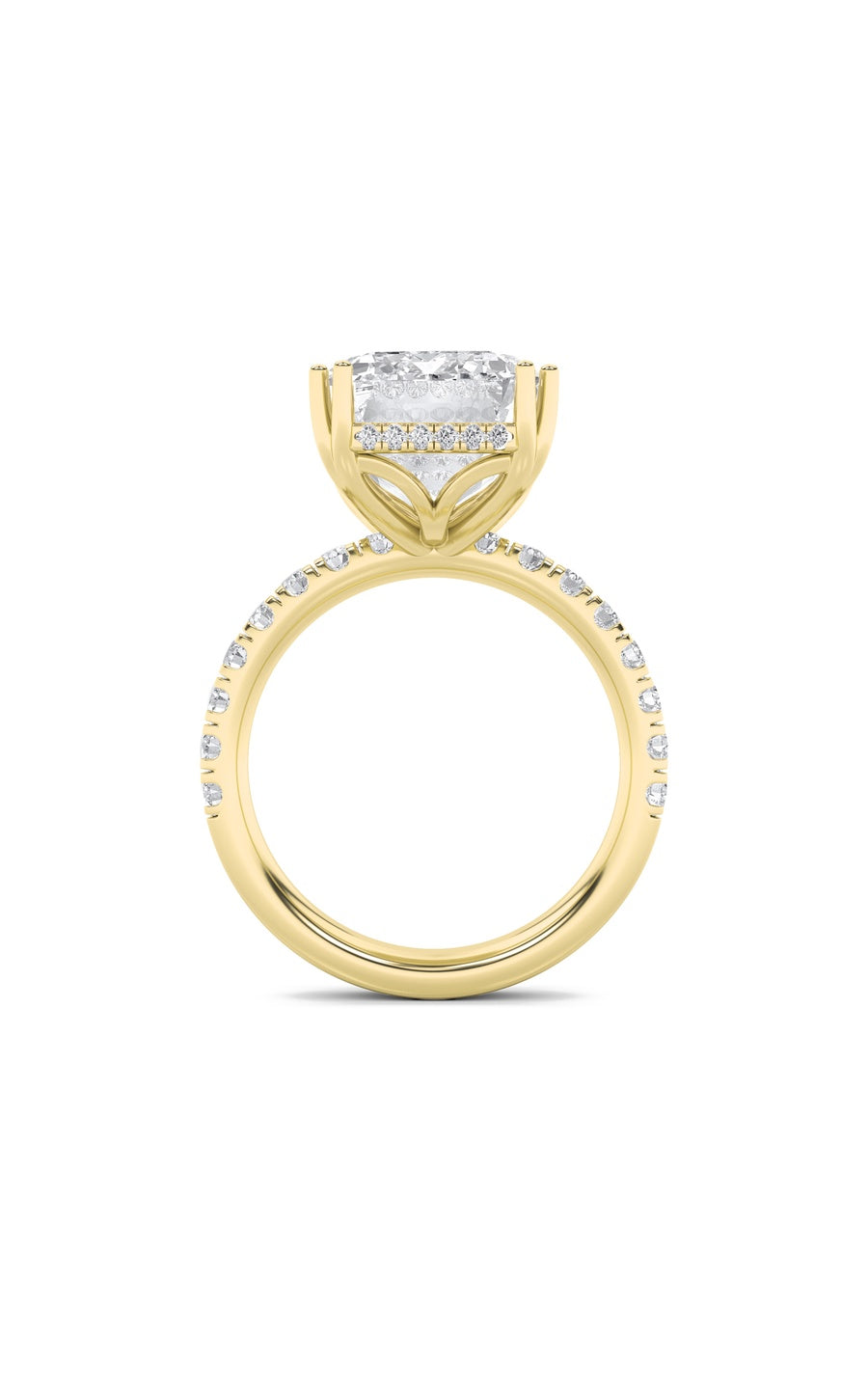 10.25Cttw Emerald Shaped Lab Grown Diamond (G/VS)Bold Statement Accented Ring in 14K Gold