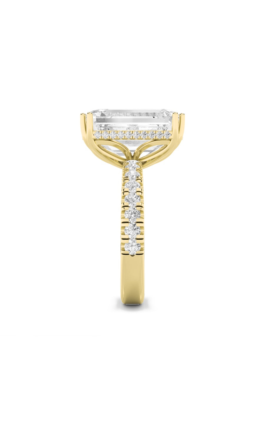 10.25Cttw Emerald Shaped Lab Grown Diamond (G/VS)Bold Statement Accented Ring in 14K Gold