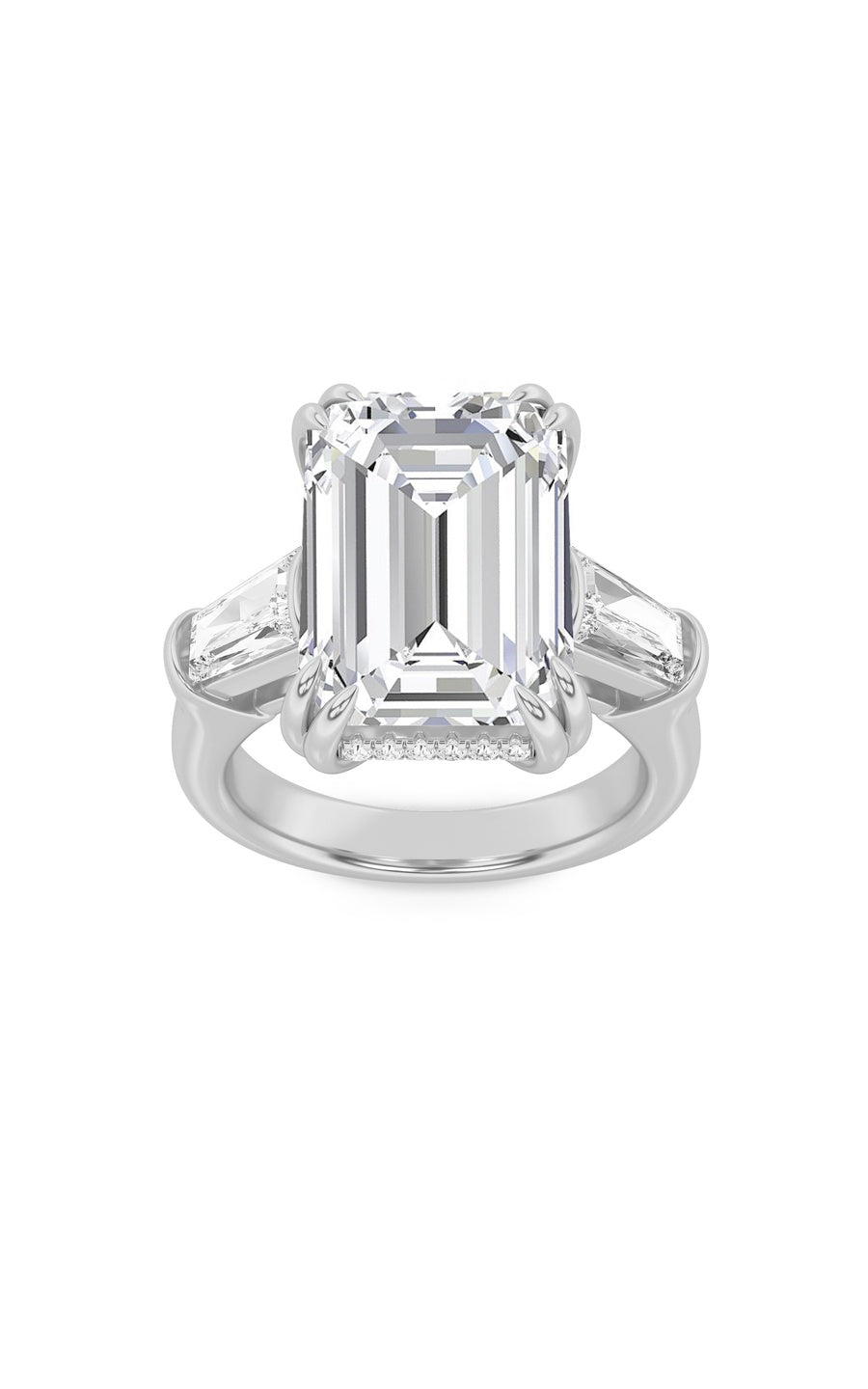 9Cttw Emerald Shaped Lab Grown Diamond (F/VS) BoldStatement Accented Ring in 14K Gold