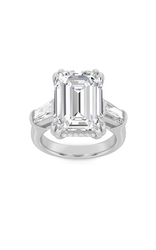 9Cttw Emerald Shaped Lab Grown Diamond (F/VS) BoldStatement Accented Ring in 14K Gold