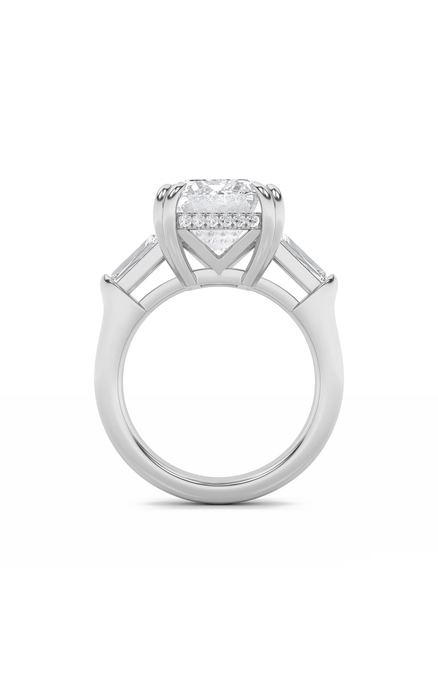 9Cttw Emerald Shaped Lab Grown Diamond (F/VS) BoldStatement Accented Ring in 14K Gold