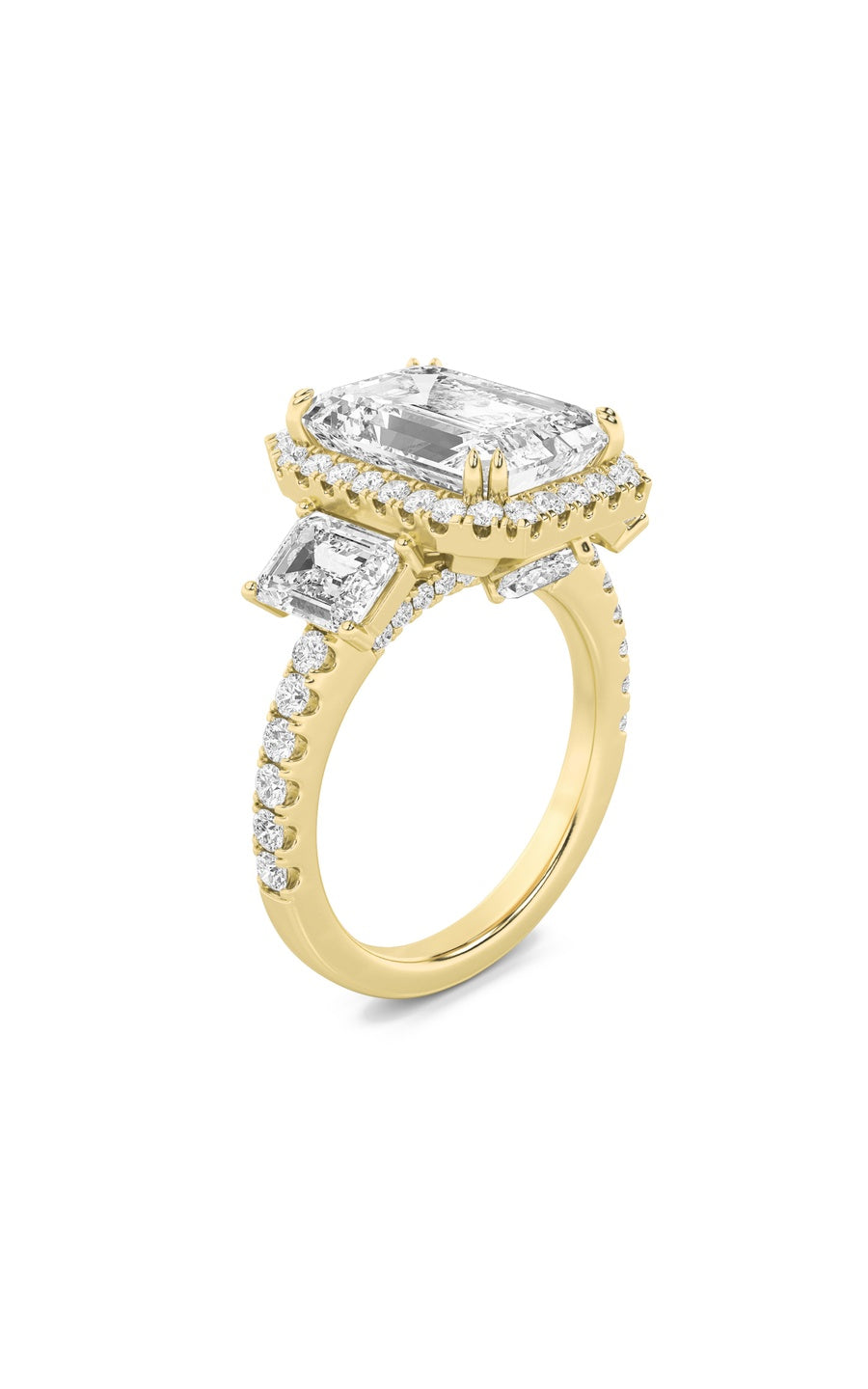 7Cttw Radiant Shaped Lab Grown Diamond (F/VS) Bold Accented Engagement Ring in 14K Gold