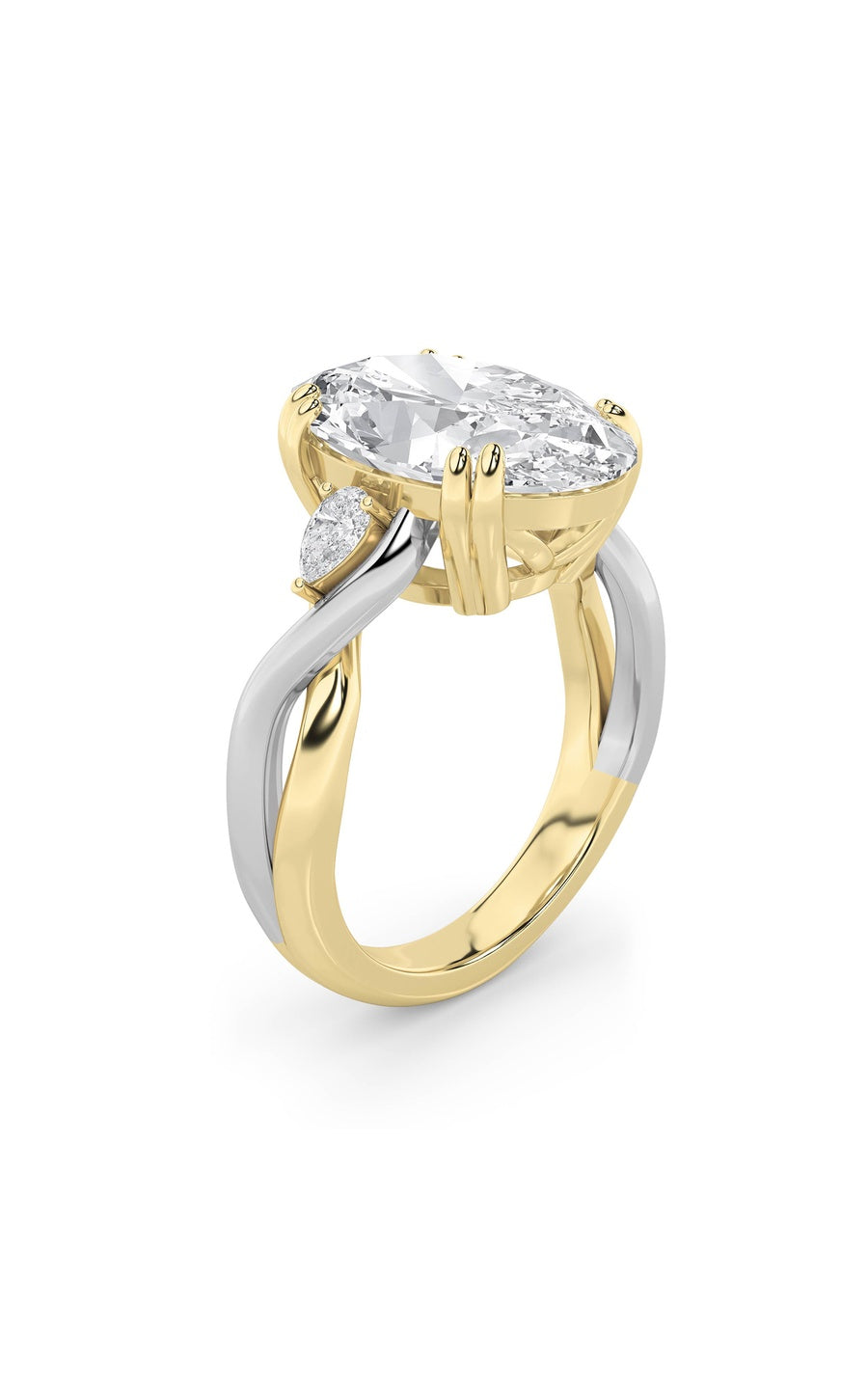 6.25Cttw Oval Shaped Lab Grown Diamond (F/VS) BoldAccented Engagement Ring in 14K Gold