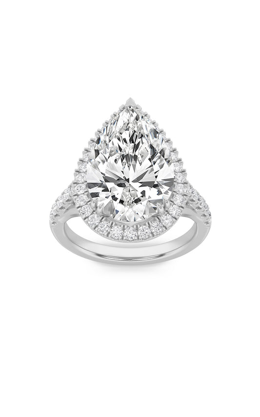 6Cttw Pear Shaped Lab Grown Diamond (F/VS) Bold Statement Accented  Ring in 14K Gold