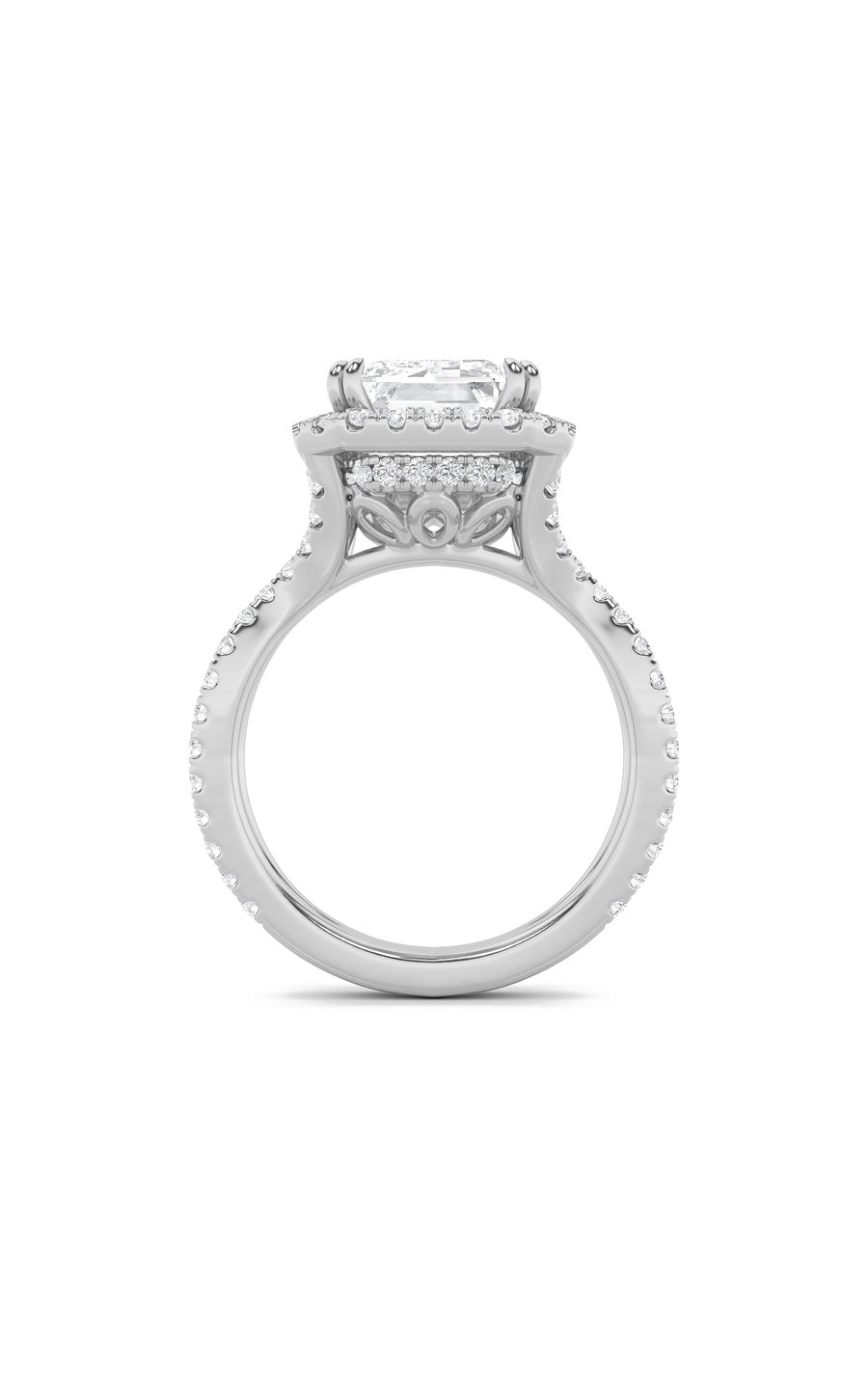 8Cttw Emerald Shaped Lab Grown Diamond (F/VS) BoldStatement Accented Ring in 14K Gold