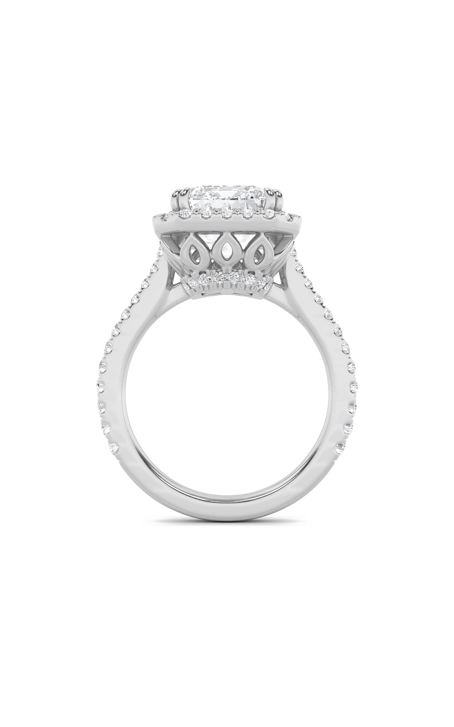 6Cttw Radiant Shaped Lab Grown Diamond (F/VS) BoldAccented Engagement Ring in 14K Gold