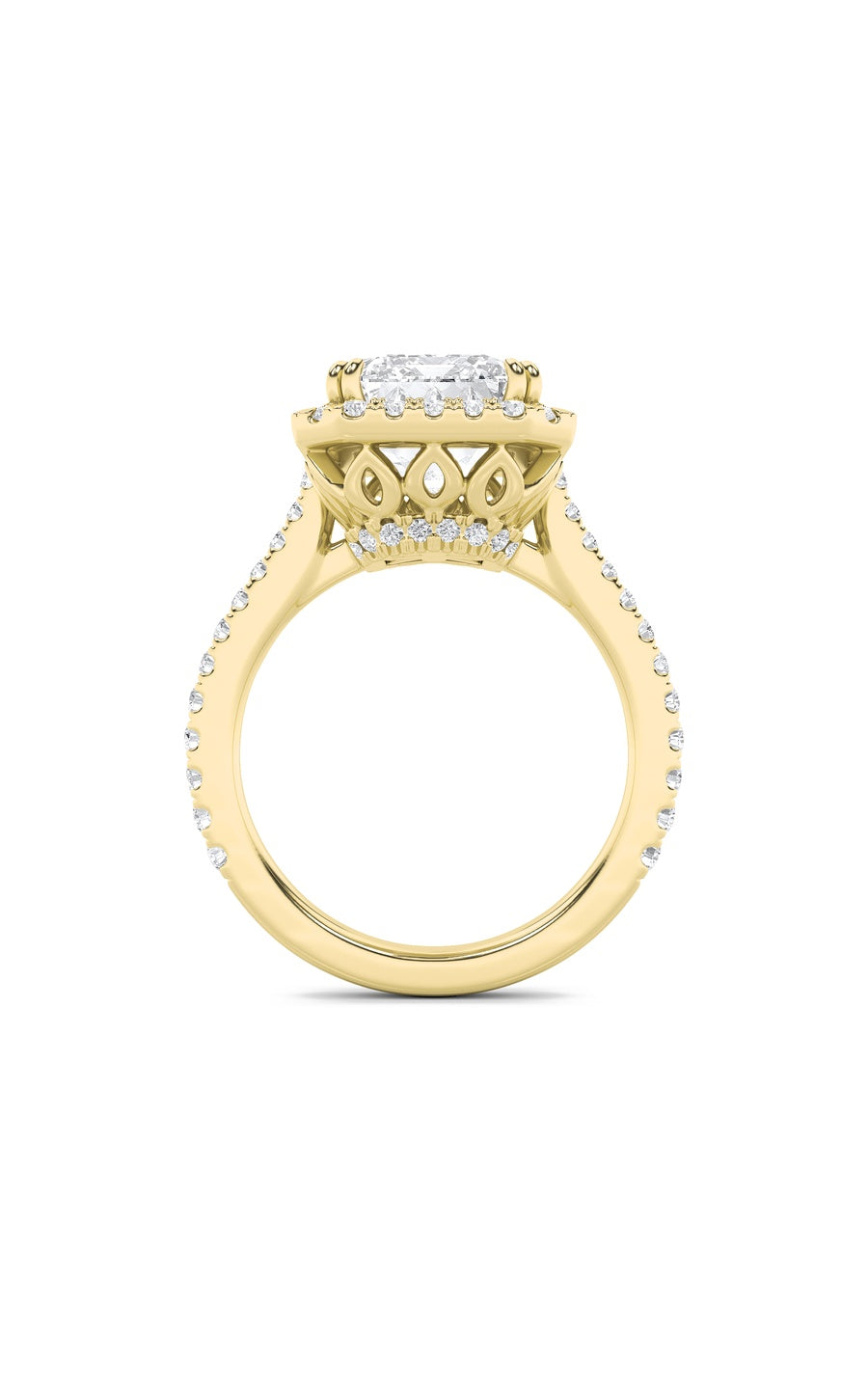 6Cttw Radiant Shaped Lab Grown Diamond (F/VS) BoldAccented Engagement Ring in 14K Gold