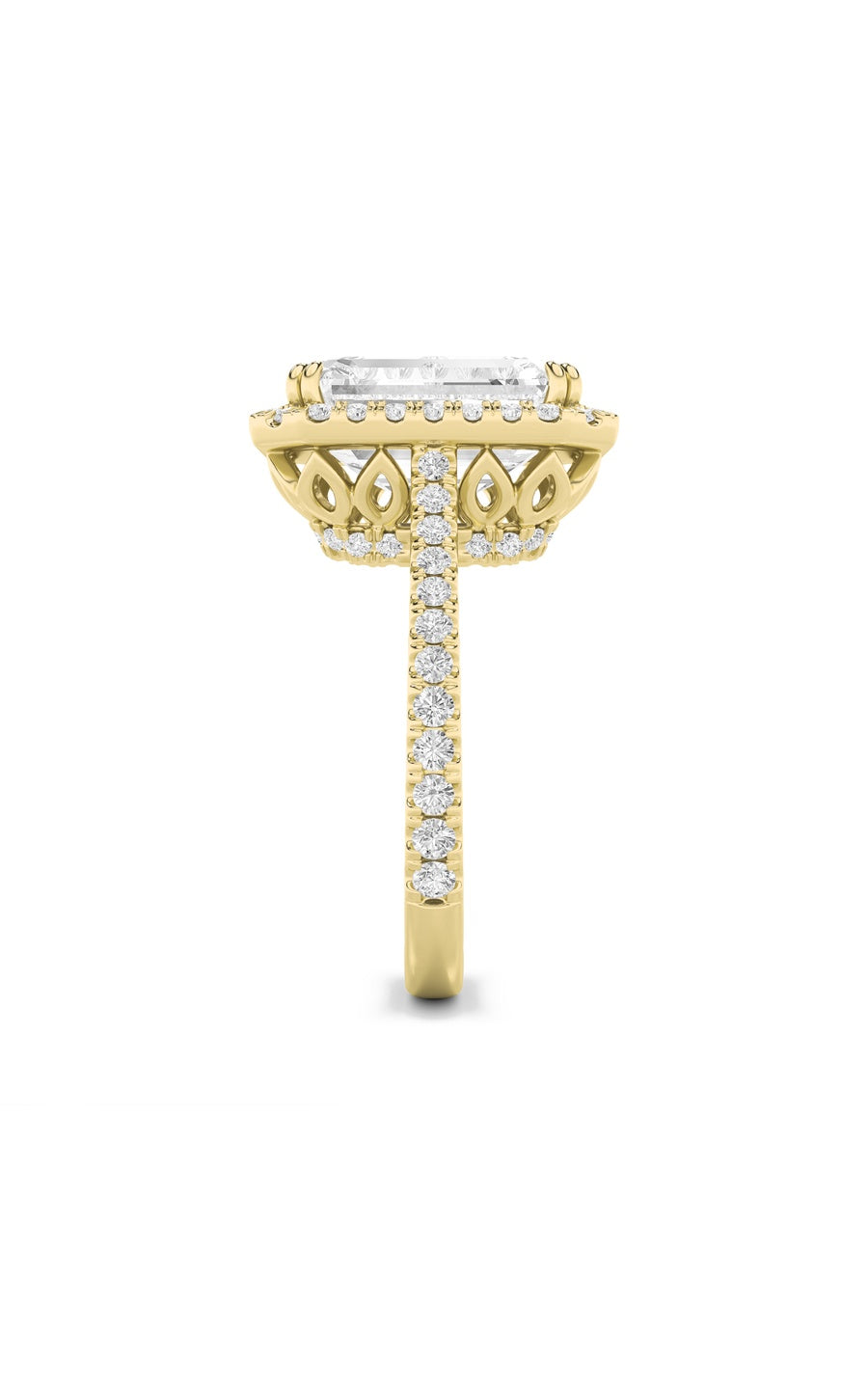 6Cttw Radiant Shaped Lab Grown Diamond (F/VS) BoldAccented Engagement Ring in 14K Gold