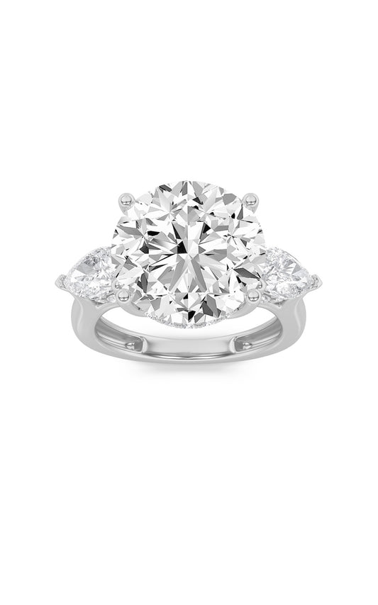 7.25Cttw Round Shaped Lab Grown Diamond (G/VS) Bold Accented Engagement Ring in 14K Gold