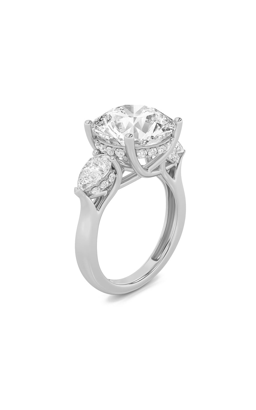7.25Cttw Round Shaped Lab Grown Diamond (G/VS) Bold Accented Engagement Ring in 14K Gold