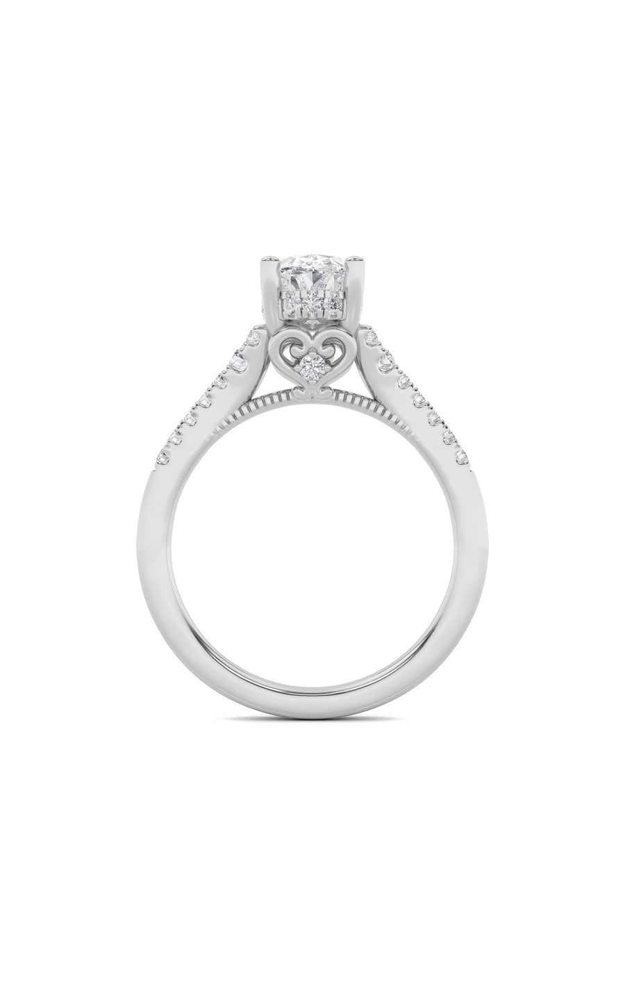 1.5Cttw Oval Shaped Lab Grown Diamond (G/VS) Accented Engagement Ring in 14K White Gold