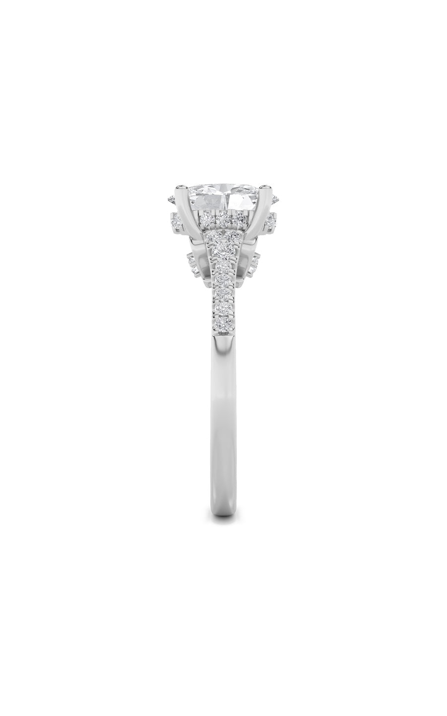 1.5Cttw Oval Shaped Lab Grown Diamond (G/VS) Accented Engagement Ring in 14K White Gold