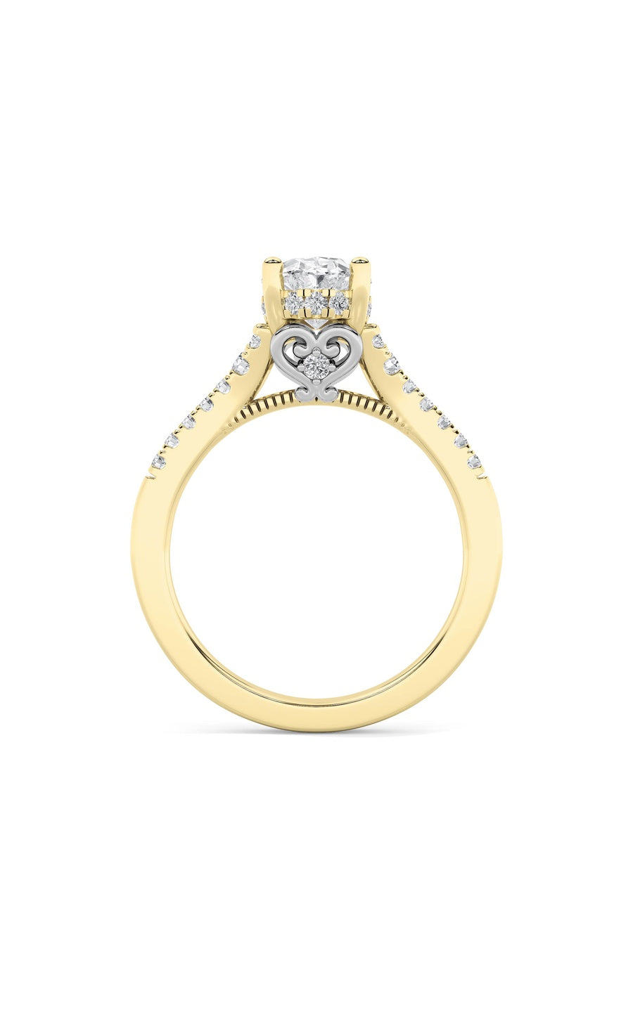 1.5Cttw Oval Shaped Lab Grown Diamond (G/VS) Accented Engagement Ring in 14K White Gold