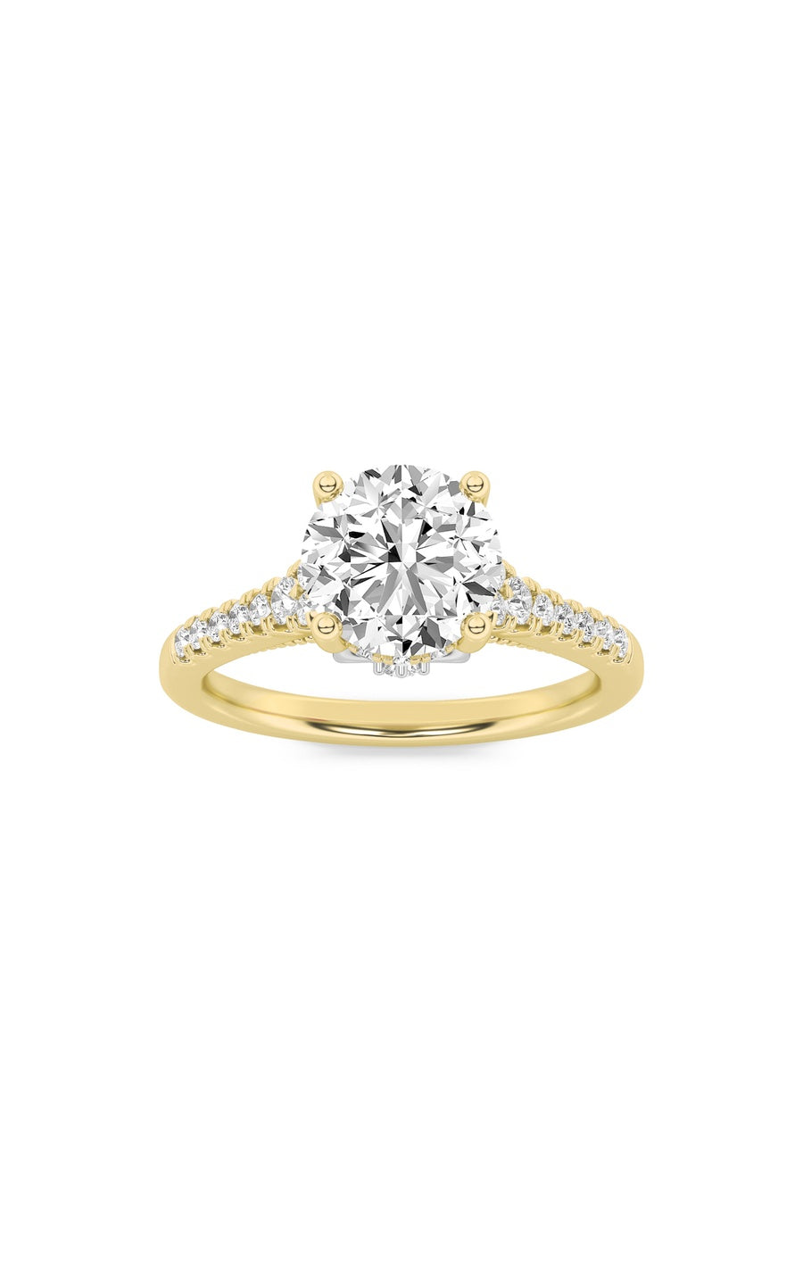 1.5Cttw Round Shaped Lab Grown Diamond (F/VS) Accented Two Tone Engagement Ring in 14K Gold