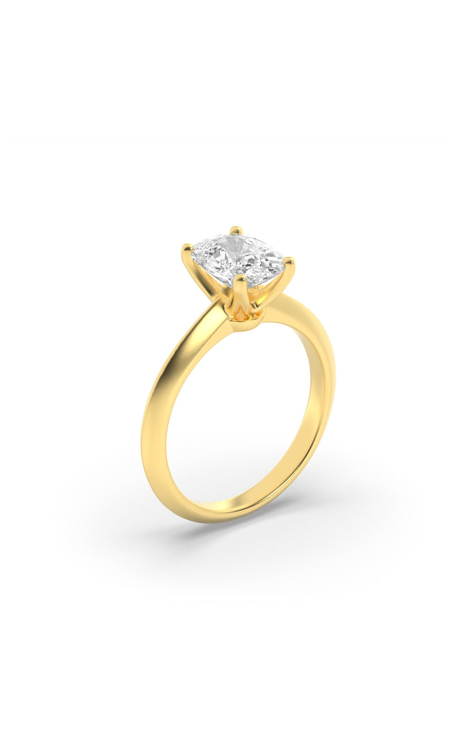 1Cttw Elongated Cushion Shaped Lab Grown Diamond (F/VS) Knife Edge Shank Solitaire Engagement Ring in 14K Gold