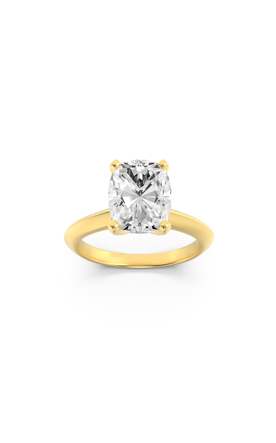 2.5Cttw Elongated Cushion Shaped Lab Grown Diamond(F/VS) Knife Edge Shank Solitaire Engagement Ringin 14K Gold