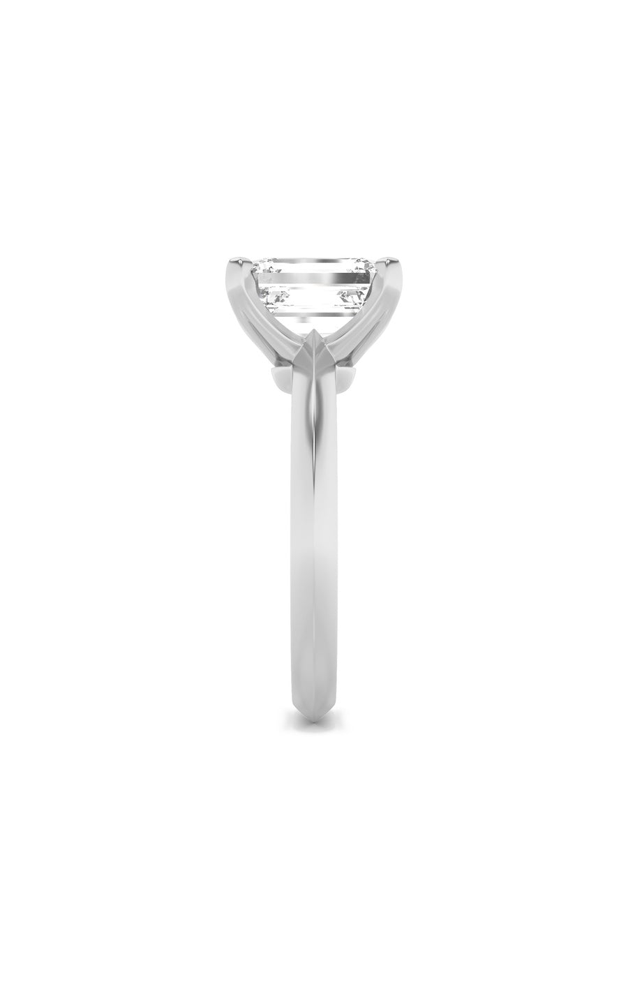 2.5Cttw Emerald Shaped Lab Grown Diamond (F/VS) Knife Edge Shank Solitaire Engagement Ring in 14K Gold