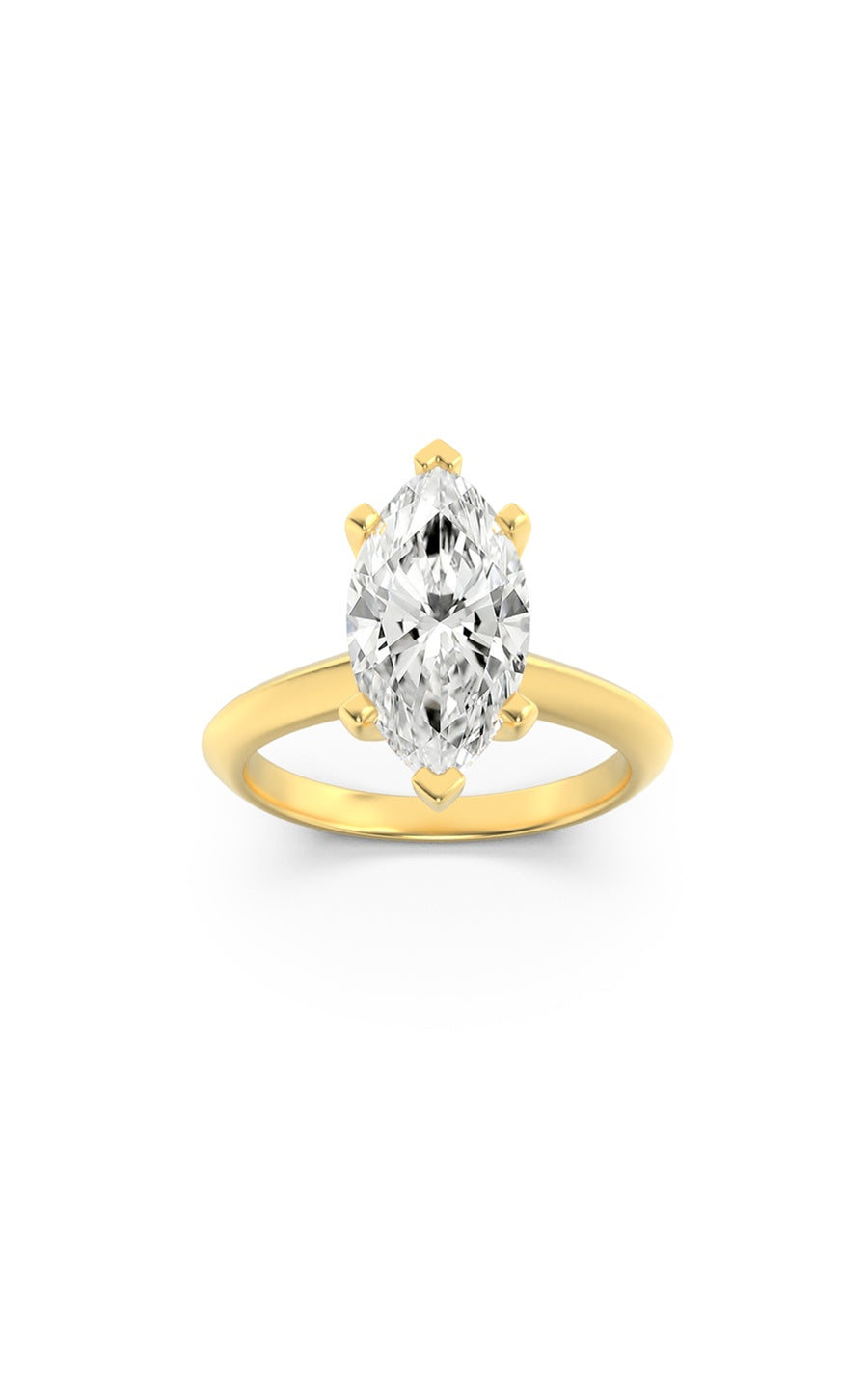 1Cttw Marquise Shaped Lab Grown Diamond (F/VS) Knife Edge Shank Solitaire Engagement Ring in 14K Gold