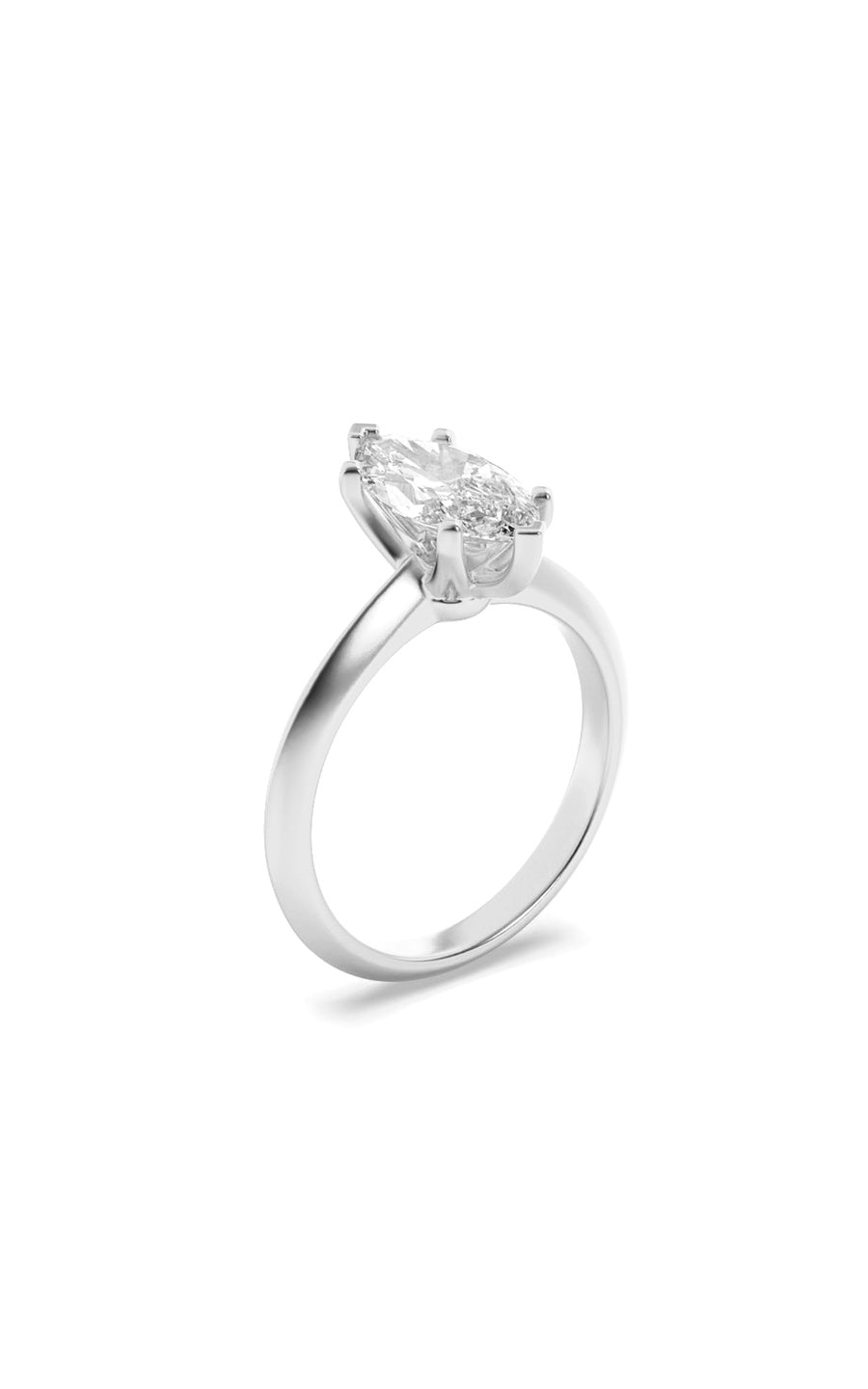 3Cttw Marquise Shaped Lab Grown Diamond (F/VS) Knife Edge Shank Solitaire Engagement Ring in 14K Gold