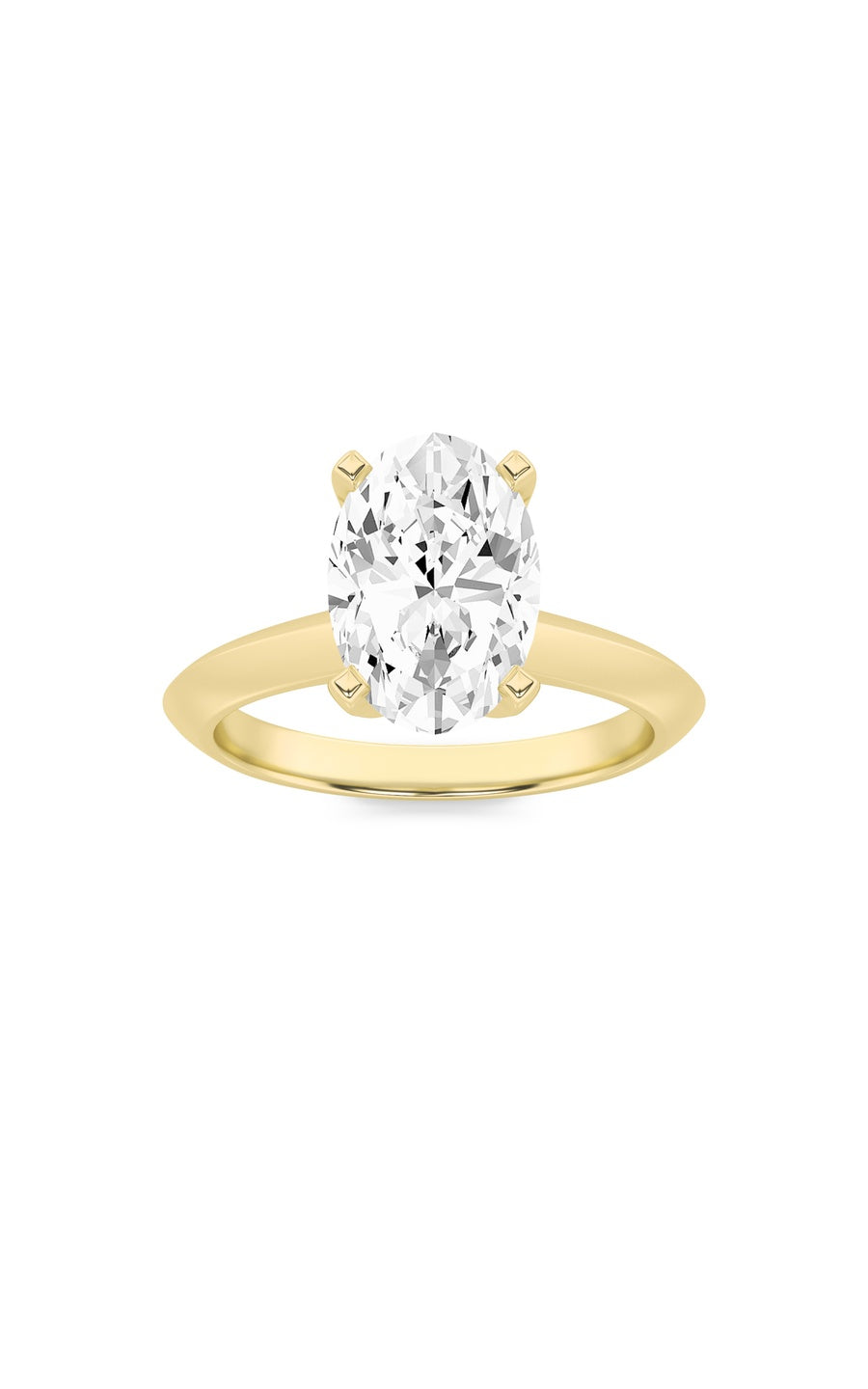 2Cttw Oval Shaped Lab Grown Diamond (F/VS) Knife Edge Shank Solitaire Engagement Ring in 14K Gold