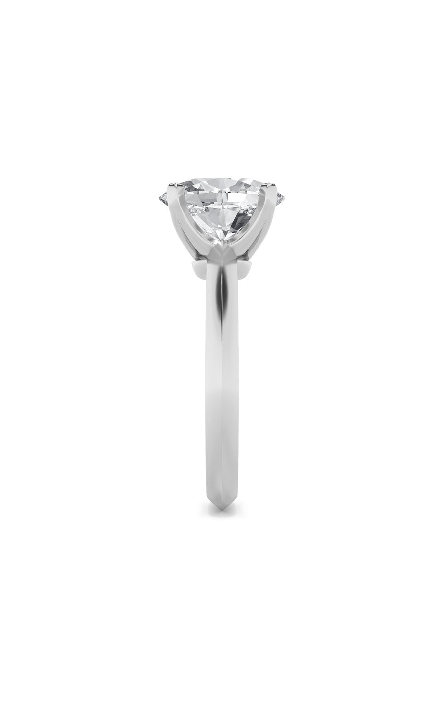 3Cttw Oval Shaped Lab Grown Diamond (F/VS) Knife Edge Shank Solitaire Engagement Ring in 14K Gold