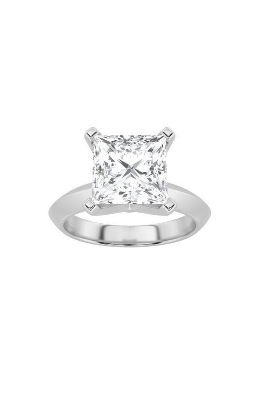 1Cttw Princess Shaped Lab Grown Diamond (F/VS) Knife Edge Shank Solitaire Engagement Ring in 14K Gold