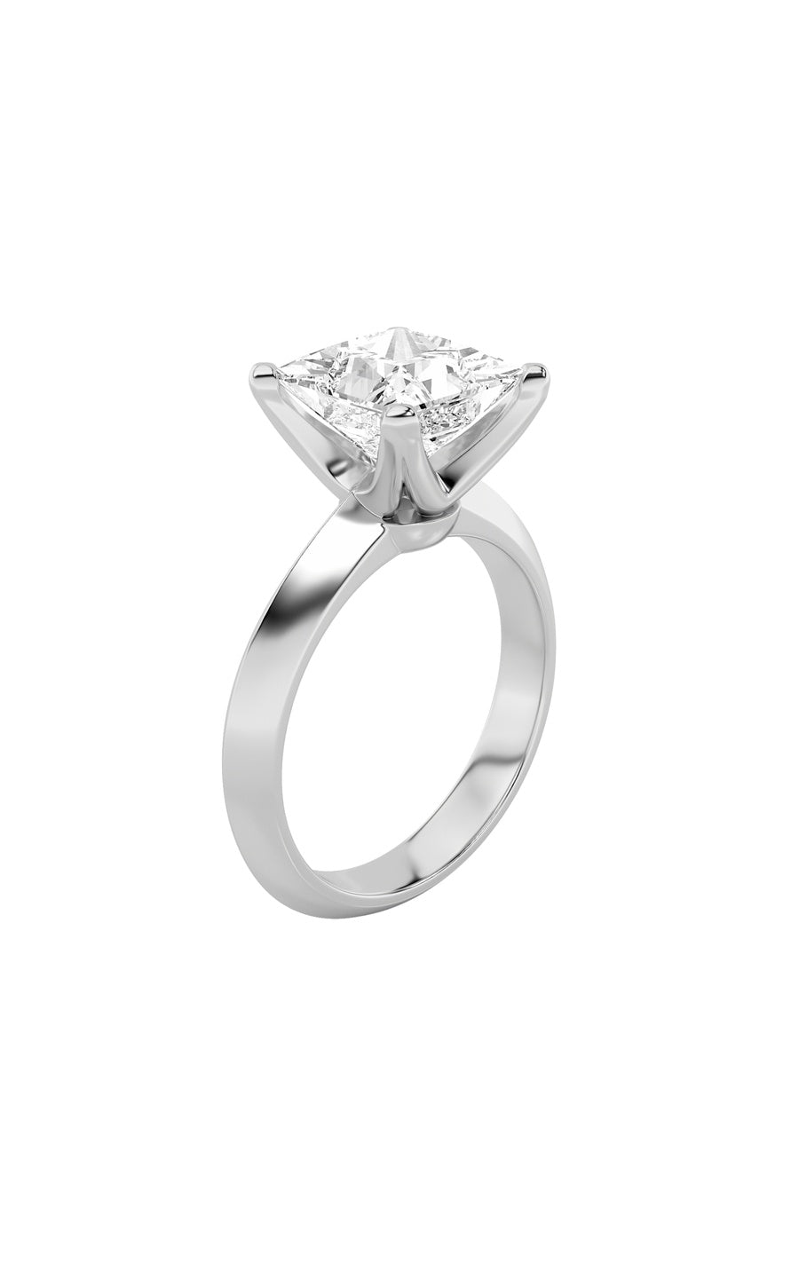1Cttw Princess Shaped Lab Grown Diamond (F/VS) Knife Edge Shank Solitaire Engagement Ring in 14K Gold
