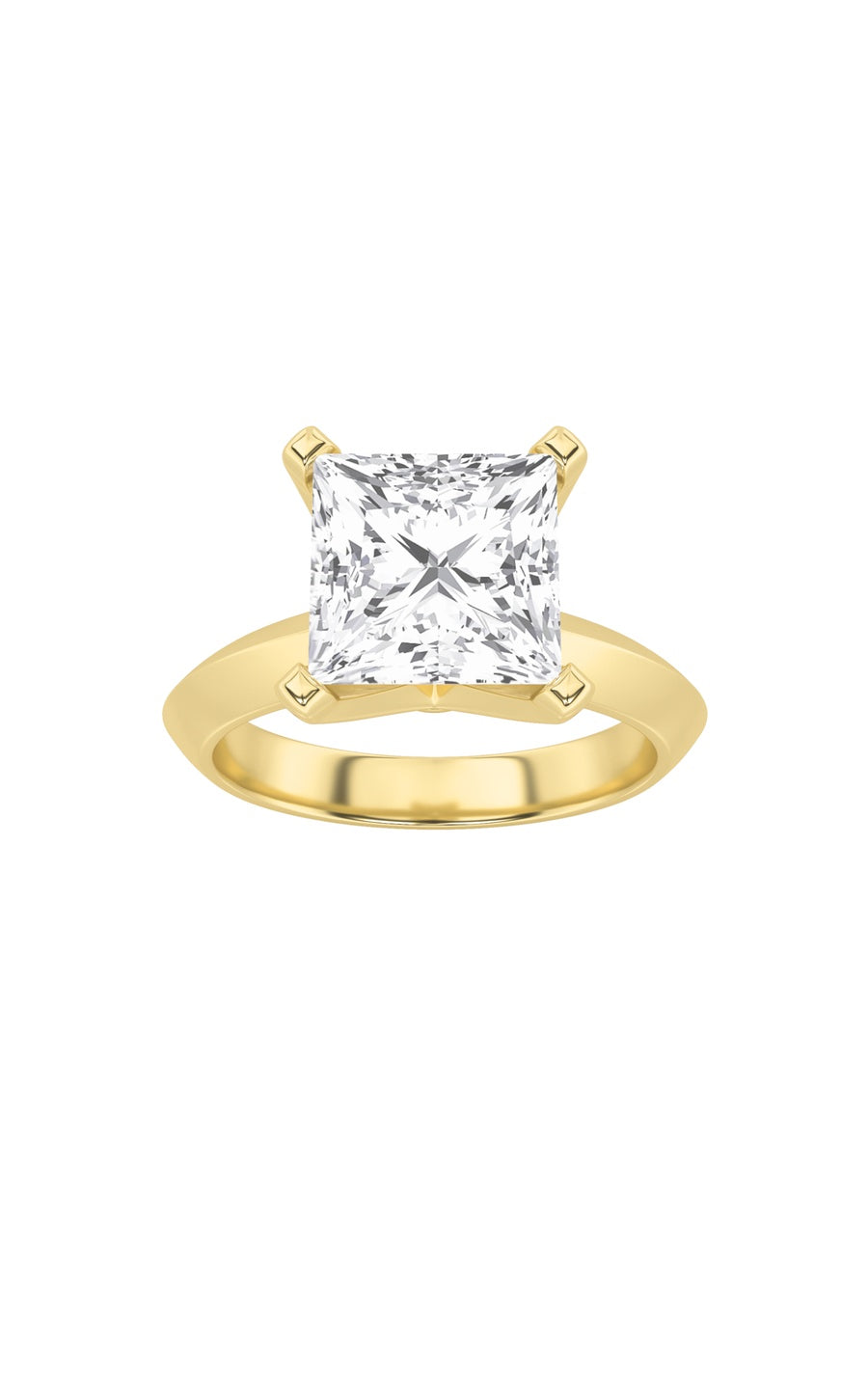 1Cttw Princess Shaped Lab Grown Diamond (F/VS) Knife Edge Shank Solitaire Engagement Ring in 14K Gold