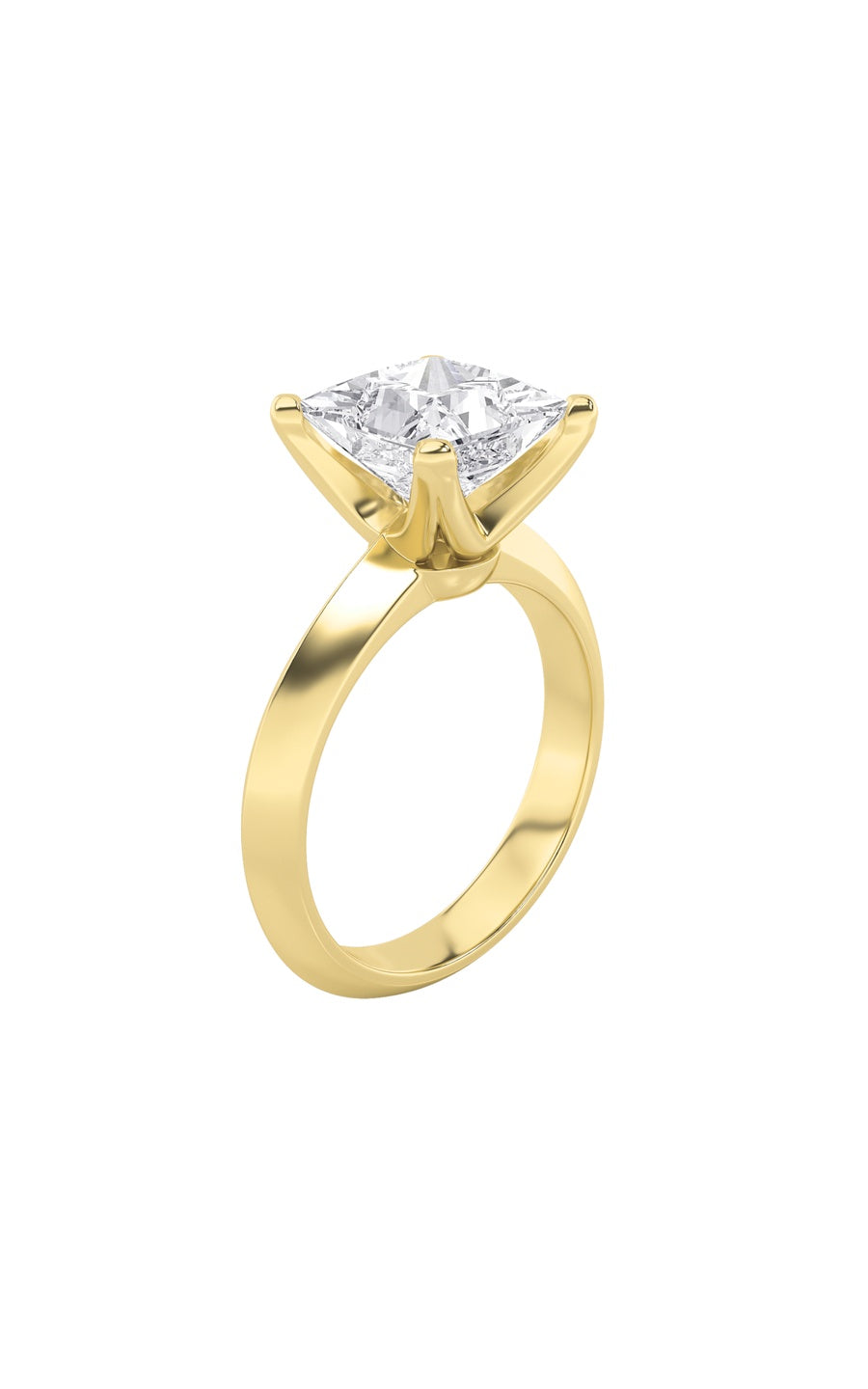 1Cttw Princess Shaped Lab Grown Diamond (F/VS) Knife Edge Shank Solitaire Engagement Ring in 14K Gold