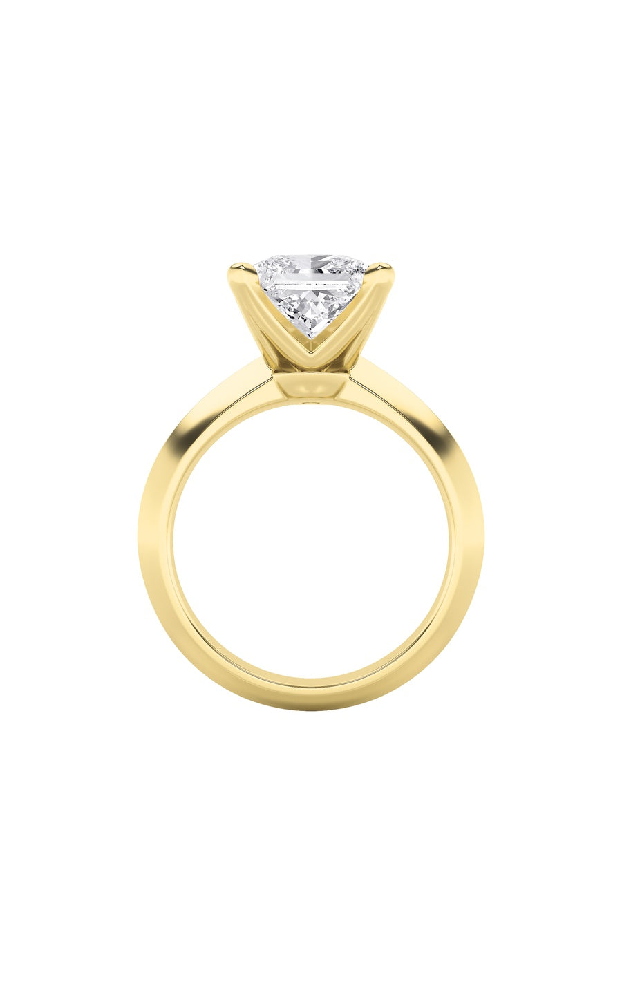 1Cttw Princess Shaped Lab Grown Diamond (F/VS) Knife Edge Shank Solitaire Engagement Ring in 14K Gold