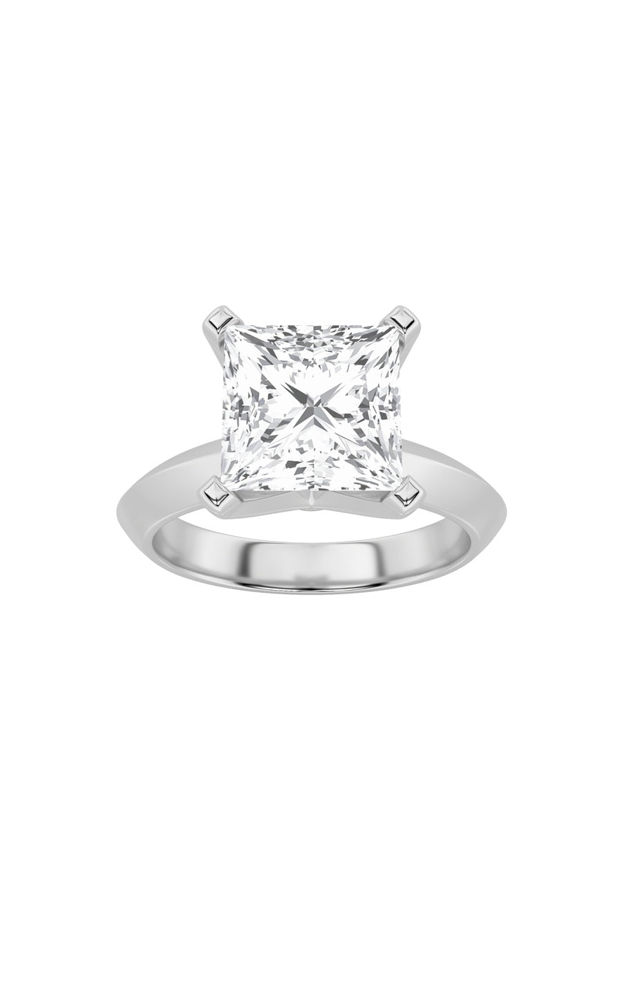 2Cttw Princess Shaped Lab Grown Diamond (F/VS) Knife Edge Shank Solitaire Engagement Ring in 14K Gold