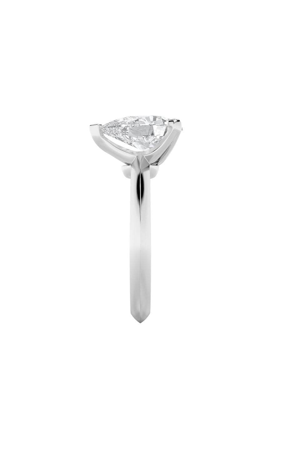 1Cttw Pear Shaped Lab Grown Diamond (F/VS) Knife Edge Shank Solitaire Engagement Ring in 14K Gold