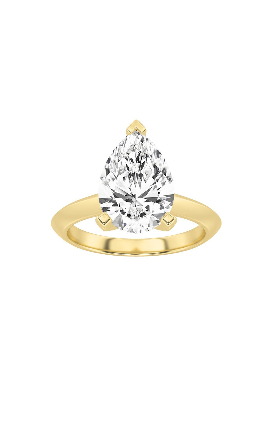 2Cttw Pear Shaped Lab Grown Diamond (F/VS) Knife Edge Shank Solitaire Engagement Ring in 14K Gold