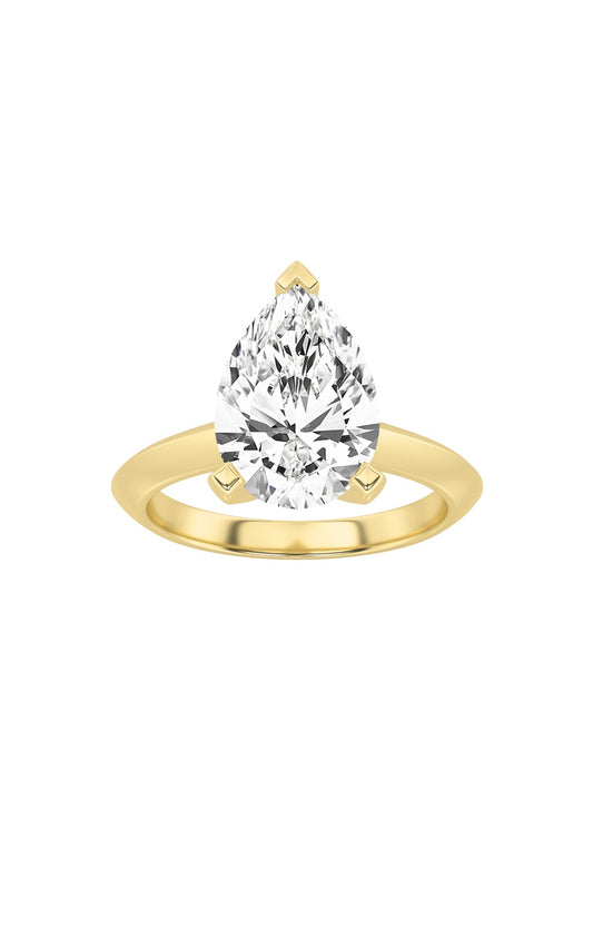 2Cttw Pear Shaped Lab Grown Diamond (F/VS) Knife Edge Shank Solitaire Engagement Ring in 14K Gold