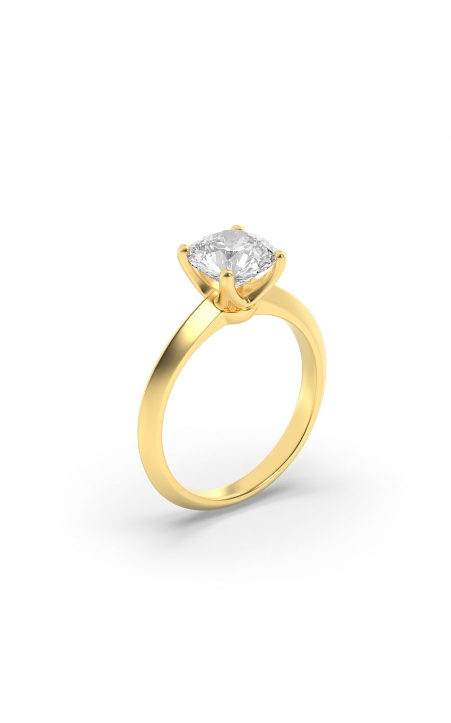 1Cttw Round Shaped Lab Grown Diamond (F/VS) KnifeEdge Shank Solitaire Engagement Ring in 14K Gold