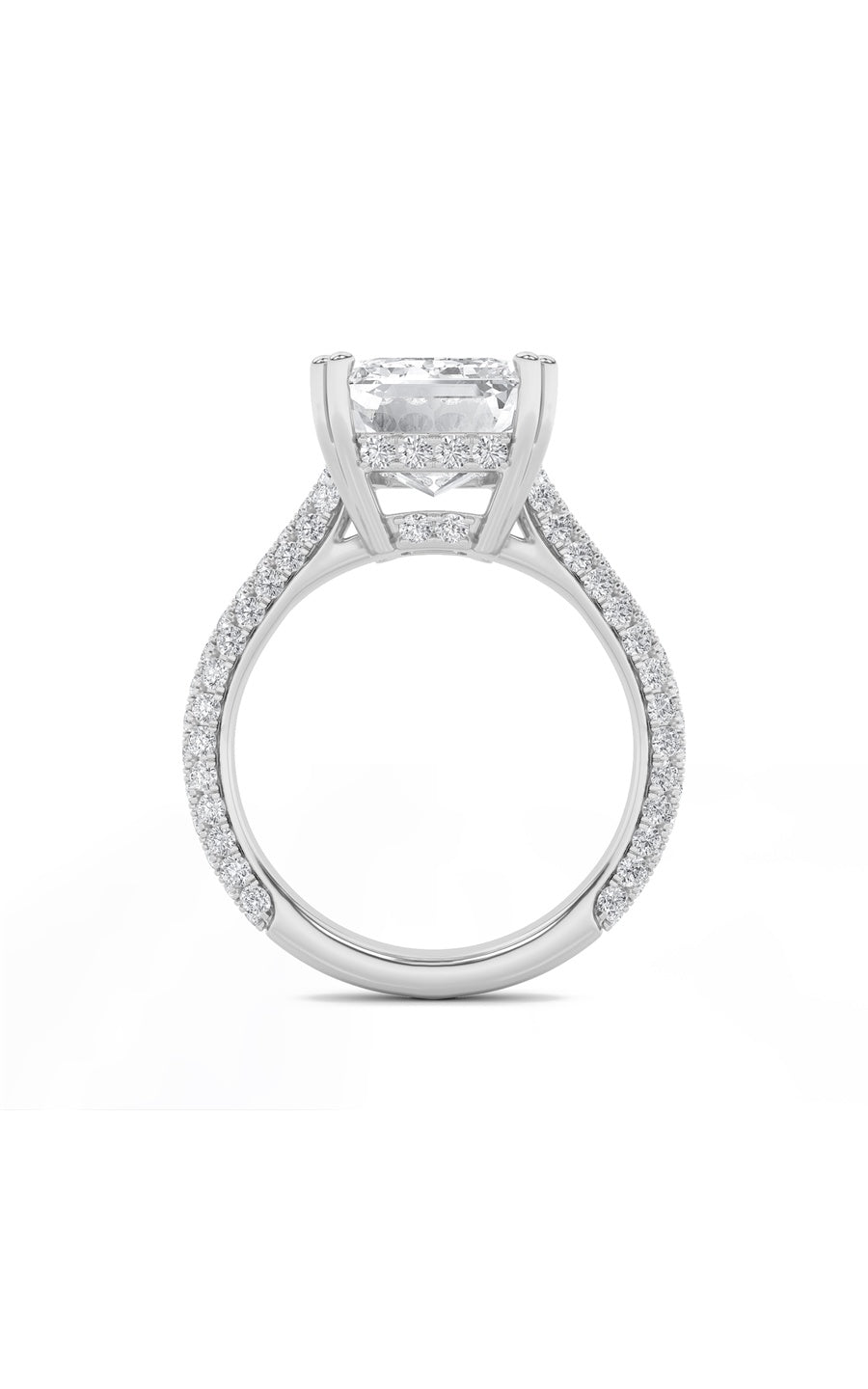 8Cttw Emerald Shaped Lab Grown Diamond (F/VS) BoldAccented Engagement Ring in 14K Gold