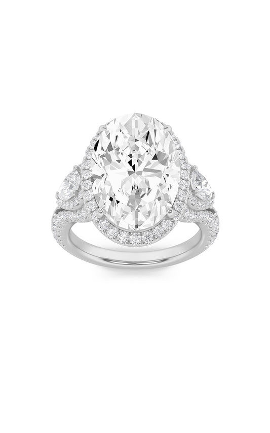 7.25Cttw Oval Shaped Lab Grown Diamond (F/VS) BoldAccented Engagement Ring in 14K Gold