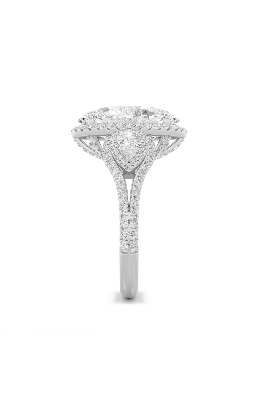 7.25Cttw Oval Shaped Lab Grown Diamond (F/VS) BoldAccented Engagement Ring in 14K Gold