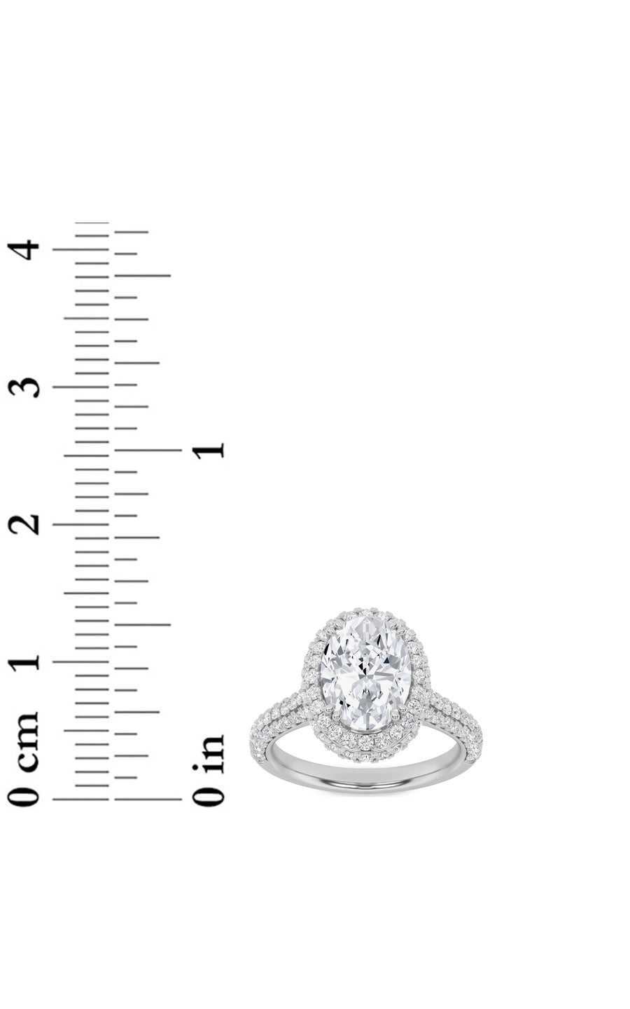 3Cttw Oval Shaped Lab Grown Diamond (F/VS) Halo Accented Engagement Ring in 14K Gold